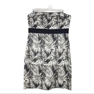 H&M Strapless Palm Leaf Mini Dress Black White Tropical Vacay Party Size 10